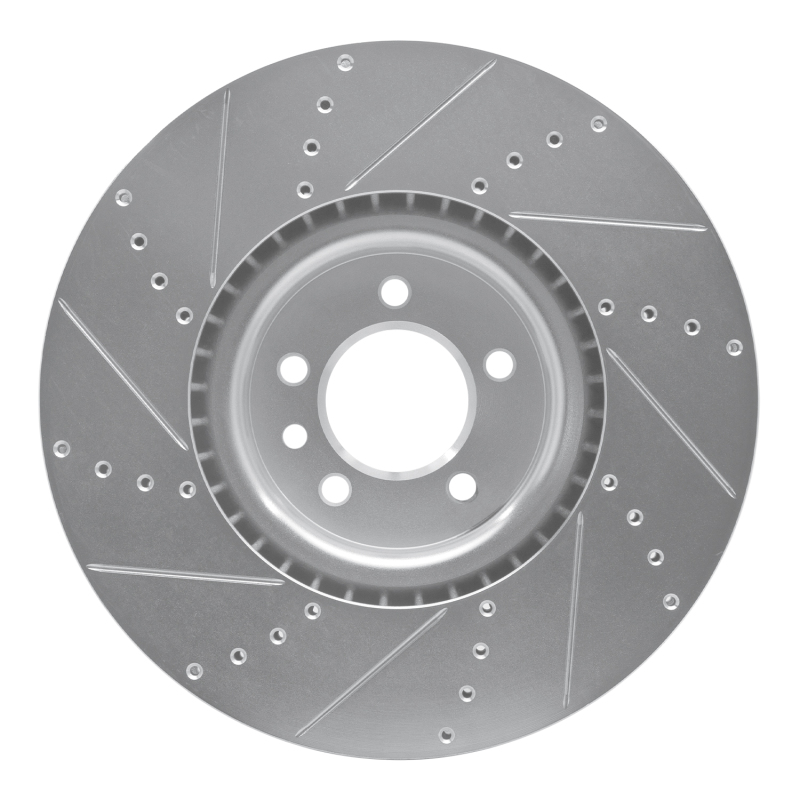 Land Rover Range Rover Brake Rotor (1) - Front Right - R1 Concepts - Drilled & Slotted - Silver - `10-`17